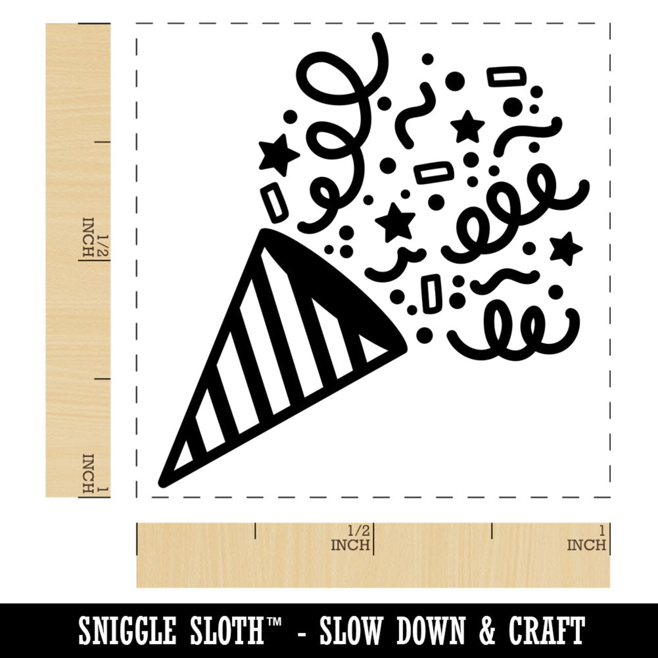 Party Popper with Confetti Celebration Birthday Self-Inking Rubber Stamp Ink Stamper